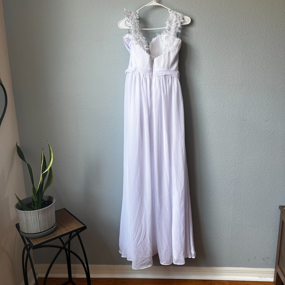 White Wedding Dress Chiffon A-Line Bodice - Picture 10 of 12